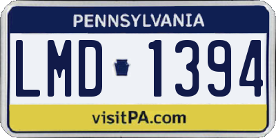 PA license plate LMD1394