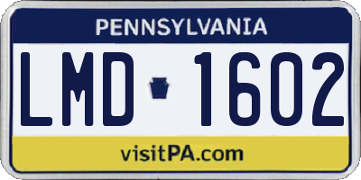PA license plate LMD1602