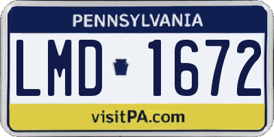 PA license plate LMD1672