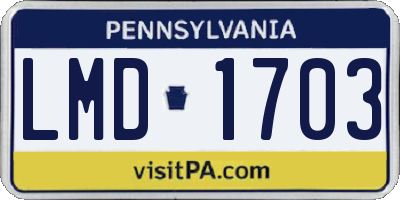 PA license plate LMD1703