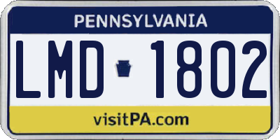 PA license plate LMD1802