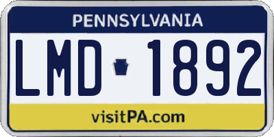 PA license plate LMD1892