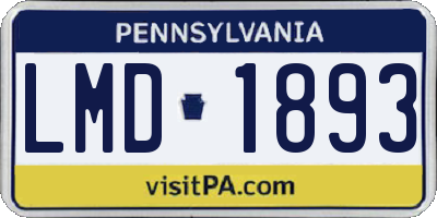 PA license plate LMD1893