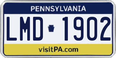 PA license plate LMD1902