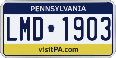 PA license plate LMD1903
