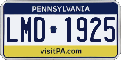 PA license plate LMD1925
