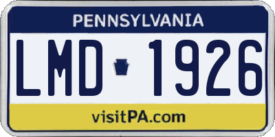 PA license plate LMD1926