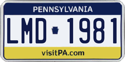 PA license plate LMD1981
