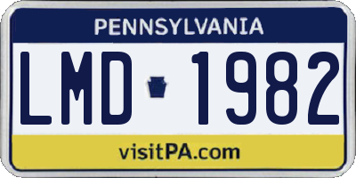 PA license plate LMD1982