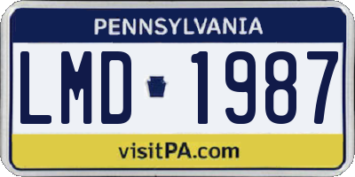 PA license plate LMD1987