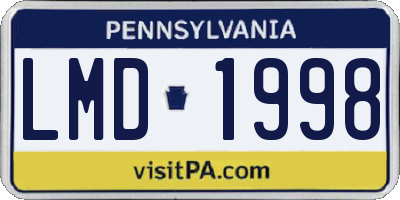 PA license plate LMD1998