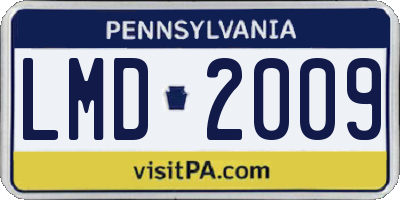PA license plate LMD2009