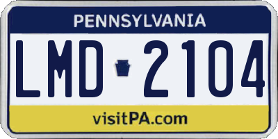 PA license plate LMD2104