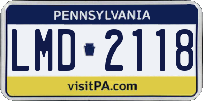 PA license plate LMD2118