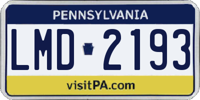 PA license plate LMD2193