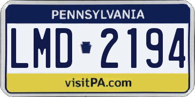 PA license plate LMD2194