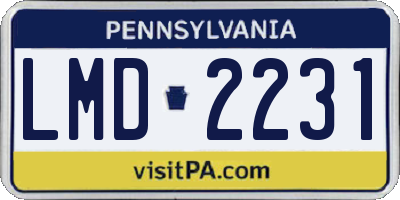 PA license plate LMD2231