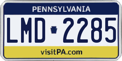 PA license plate LMD2285