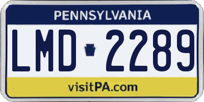 PA license plate LMD2289