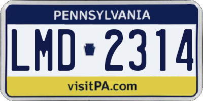 PA license plate LMD2314