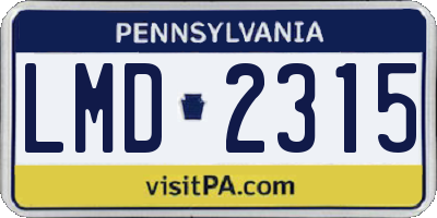 PA license plate LMD2315