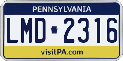 PA license plate LMD2316