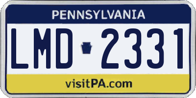 PA license plate LMD2331