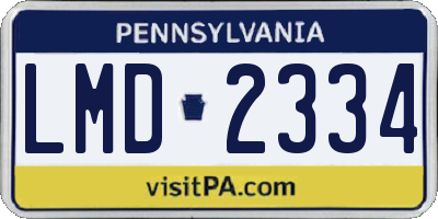 PA license plate LMD2334