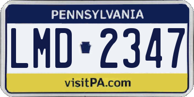 PA license plate LMD2347
