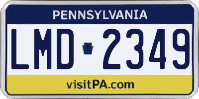 PA license plate LMD2349