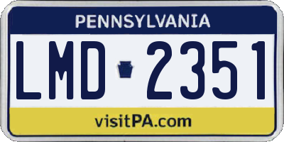 PA license plate LMD2351