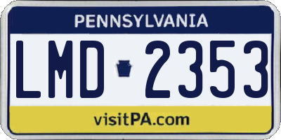 PA license plate LMD2353