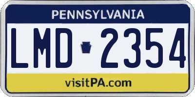 PA license plate LMD2354