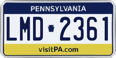 PA license plate LMD2361