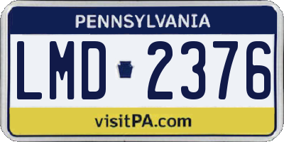 PA license plate LMD2376