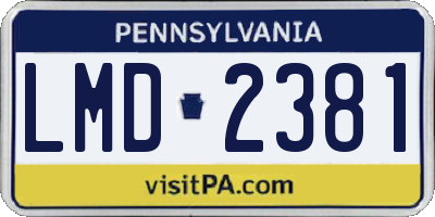 PA license plate LMD2381