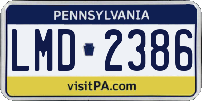 PA license plate LMD2386