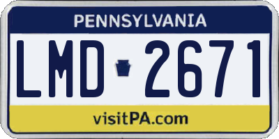 PA license plate LMD2671