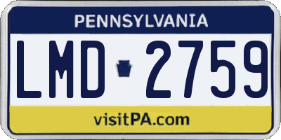PA license plate LMD2759