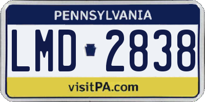 PA license plate LMD2838