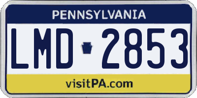 PA license plate LMD2853