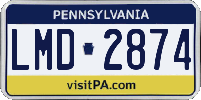 PA license plate LMD2874