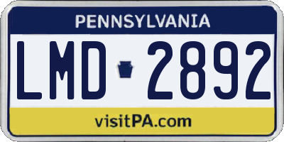 PA license plate LMD2892