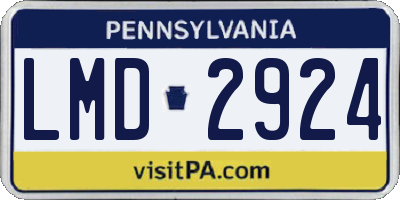 PA license plate LMD2924