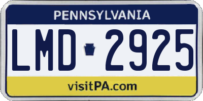 PA license plate LMD2925