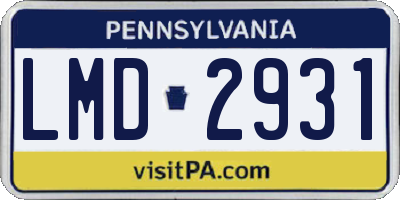 PA license plate LMD2931