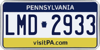 PA license plate LMD2933