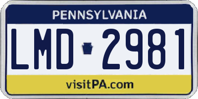 PA license plate LMD2981
