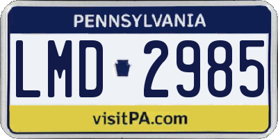 PA license plate LMD2985