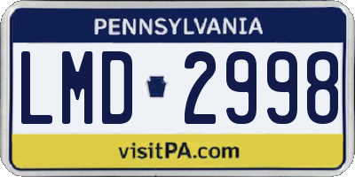 PA license plate LMD2998